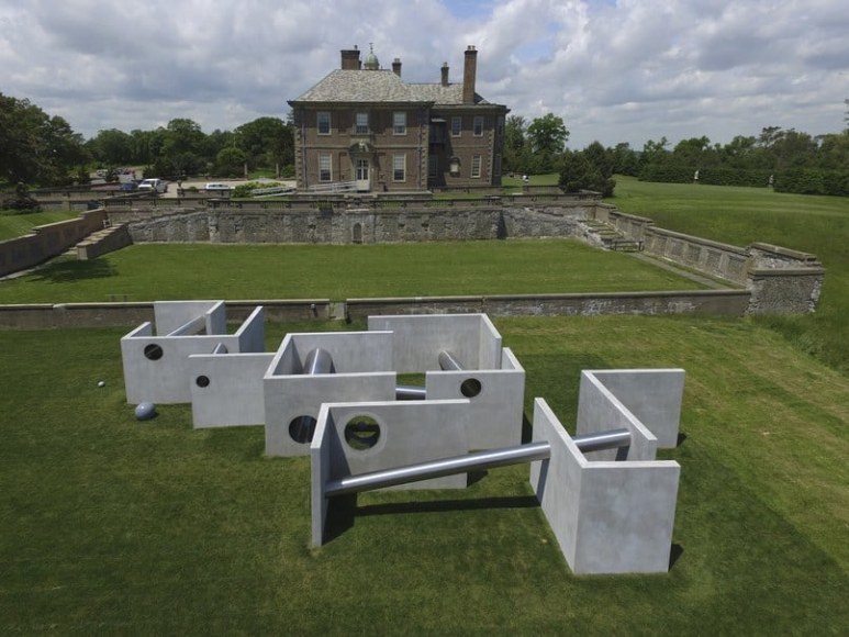 TunnelTeller, a work by Alicja Kwade, at the Crane Estate., Photo: Courtesy of The Trustees and Peter Vanderwarker Photography