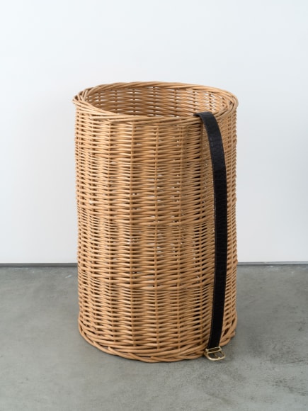 Valentin Carron, Belt on rattan basket, 2014