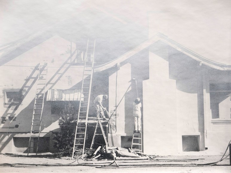 Harold Jones Painting, 1980 / 1982 ​Spray paint on gelatin silver print