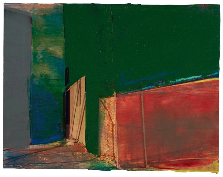 Dennis Farber Untitled (Green Field with Fence), c. 1980s Acrylic on color photograph