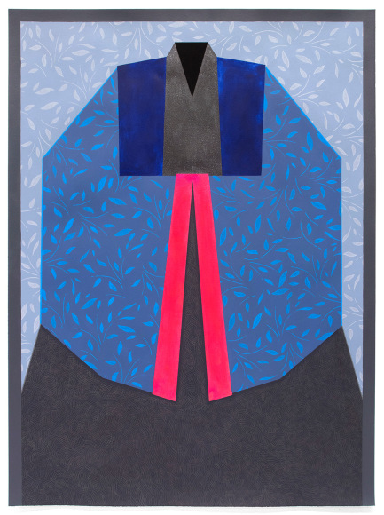 Mary Laube ​Silkworm Spun, 2019 22x30&quot; Acrylic and colored pencil on paper