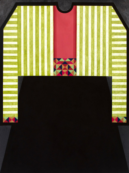 Mary Laube Fed from the Mulberry Tree, 2019 30 x 22&quot; Acrylic and colored pencil on paper