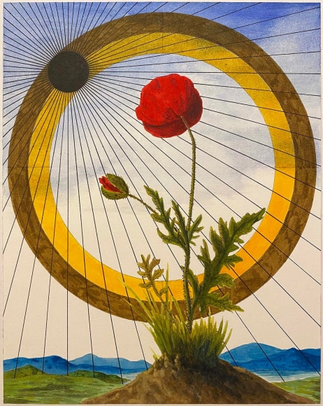 Jon Cowan Radiant Void, 2020  Watercolor, ink and gouache on paper mounted on panel  8&rdquo;x10&rdquo;