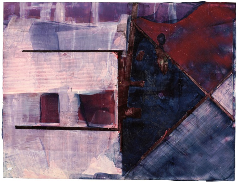 Dennis Farber Untitled (Purple Composition),1982 Acrylic on color photograph