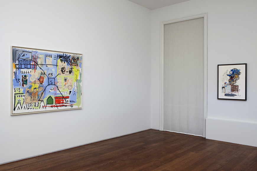 Installation view of Jean-Michel Basquiat Drawing: Work from the Schorr Family Collection at Acquavella Galleries from April 30 - June 12, 2014.