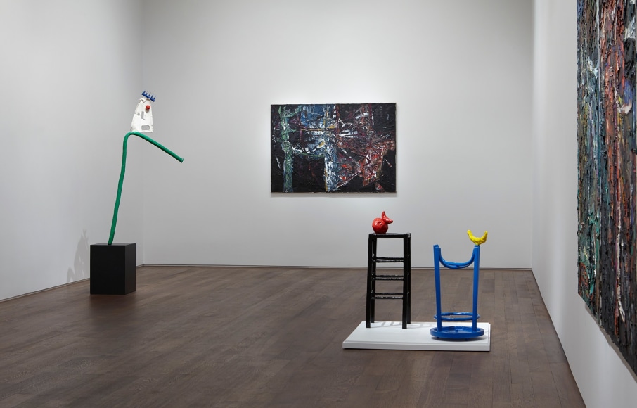Installation view of Riopelle | Mir&oacute;: Color at Acquavella Galleries from October 1 - December 11, 2015.