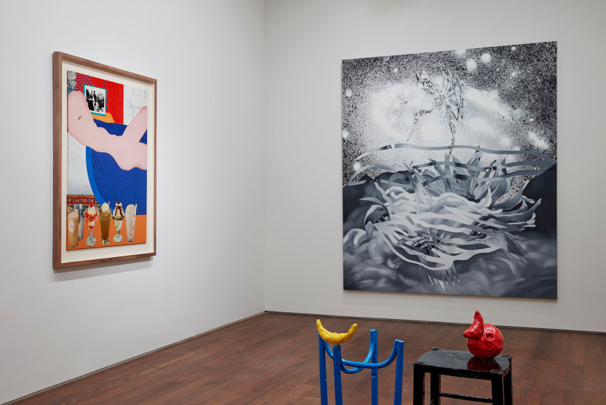 Installation view with Wesselmann, Rosenquist, Miró