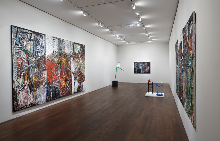 Installation view of Riopelle | Mir&oacute;: Color at Acquavella Galleries from October 1 - December 11, 2015.