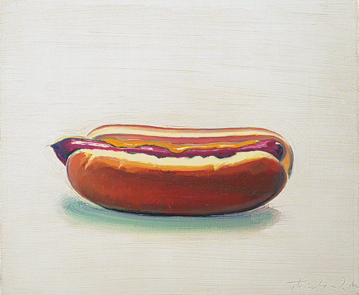 Wayne Thiebaud, Hot Dog with Mustard
