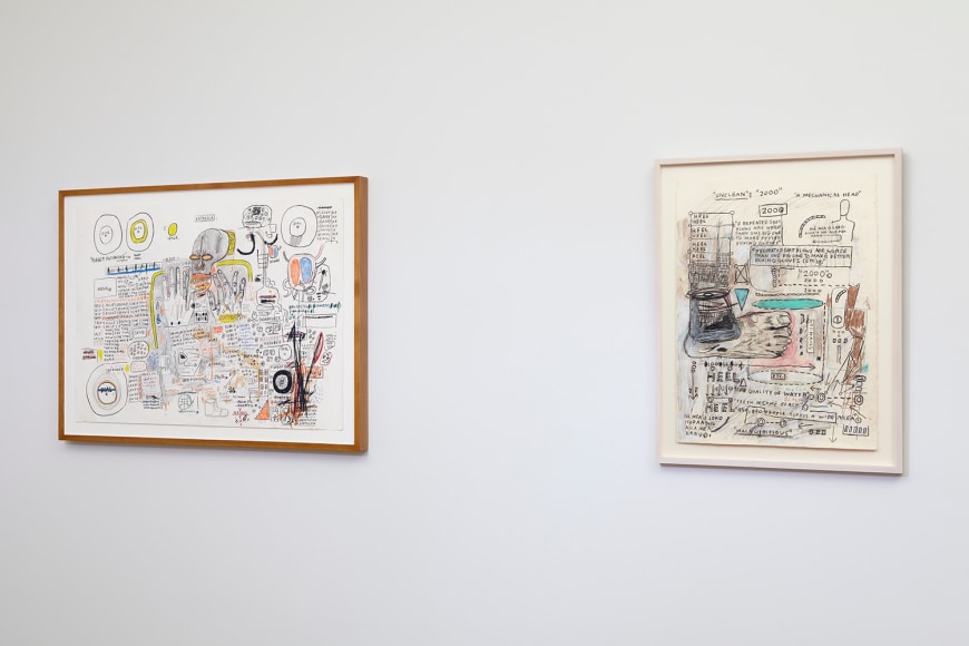 Installation view of Jean-Michel Basquiat Drawing: Work from the Schorr Family Collection at Acquavella Galleries from April 30 - June 12, 2014.