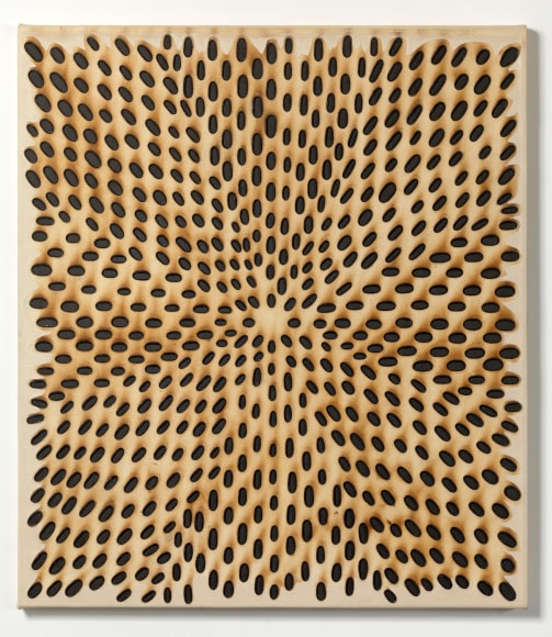 &quot;My Joy,&quot; Burns and oil on canvas, 32&quot; x 28&quot;, 2016