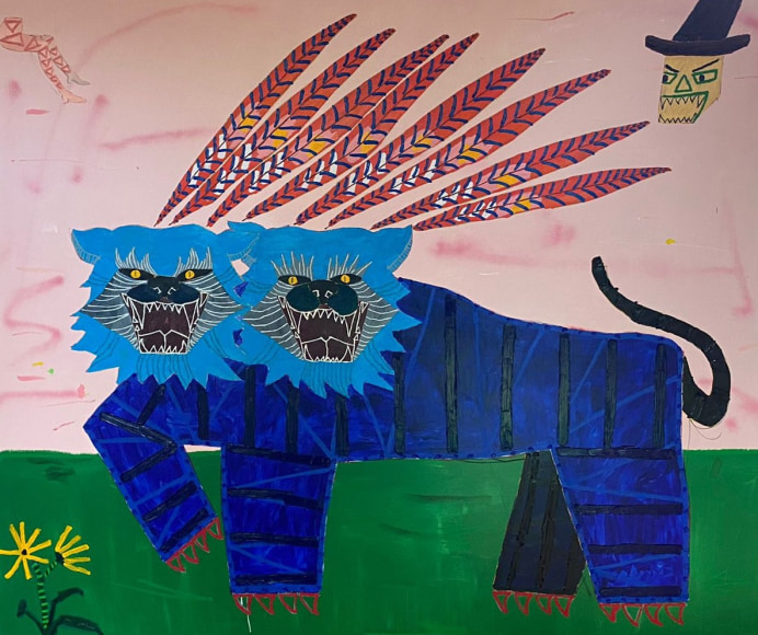 two headed blue lion