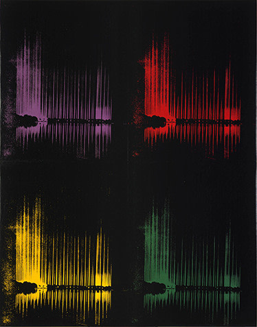 Andy Warhol Reflected (purple, red, green and yellow on black)