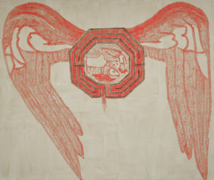 Francesco Clemente, Wings of Desire VI, 2022, Oil on canvas, 78 x 93 inches (198.1 x 236.2 cm) © Francesco Clemente; Courtesy the artist and Vito Schnabel Gallery