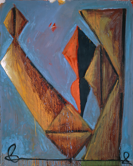 Markus Lüpertz, Sch&ouml;ne Gegenst&auml;nde (Beautiful Objects), 1978, oil and distemper on canvas, 63 3/4 x 51 inches (161.9 x 129.5 cm), 64 3/8 x 51 5/8 inches (163.6 x 131.13 cm) framed; &copy; 2023 Artists Rights Society (ARS), New York / VG Bild-Kunst, Bonn