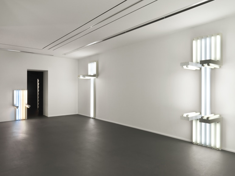 Installation view, Dan Flavin, to Lucie Rie and Hans Coper, master potters, Vito Schnabel Gallery, St. Moritz