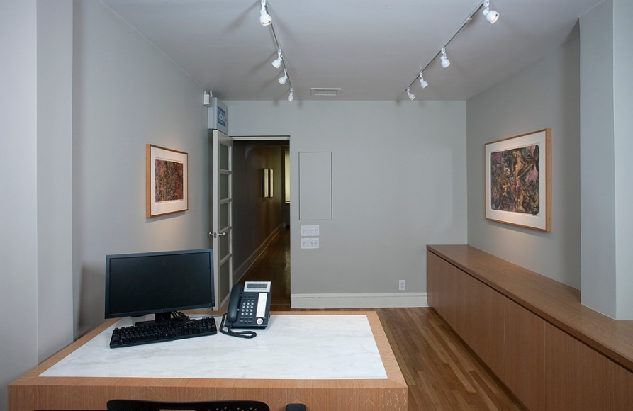 Installation view of Jasper Johns: Ink on Plastic at Craig F. Starr Gallery