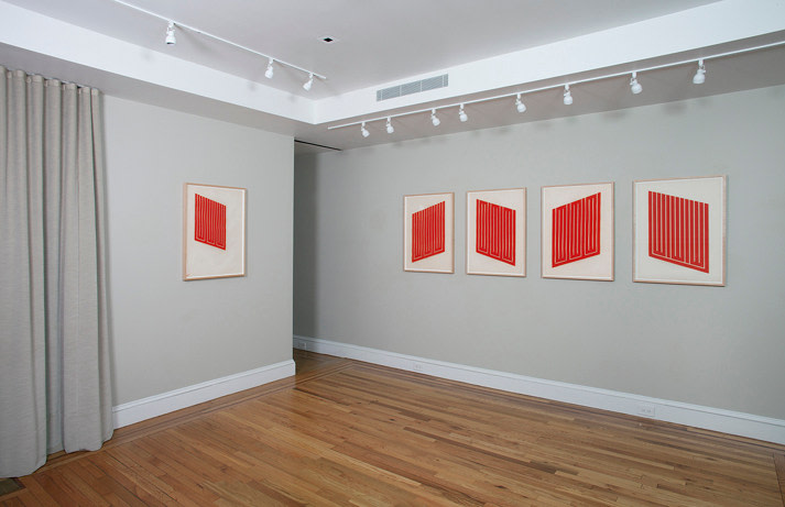 Installation view of Donald Judd: Cadmium Red at Craig F. Starr Gallery