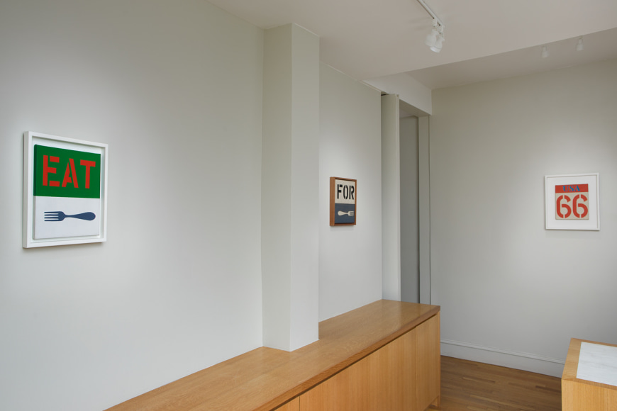Installation view of Robert Indiana: Sign Paintings, 1960-65 at Craig F. Starr Gallery