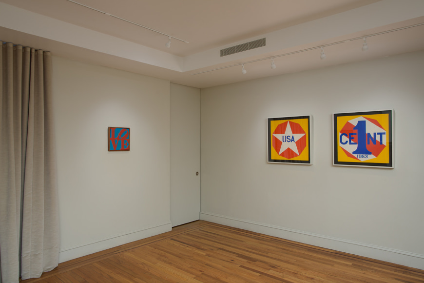 Installation view of Robert Indiana: Sign Paintings, 1960-65 at Craig F. Starr Gallery