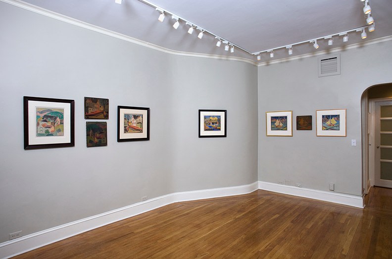 Installation view of Blanche Lazzell: White-line Color Woodcuts at Craig F. Starr Gallery