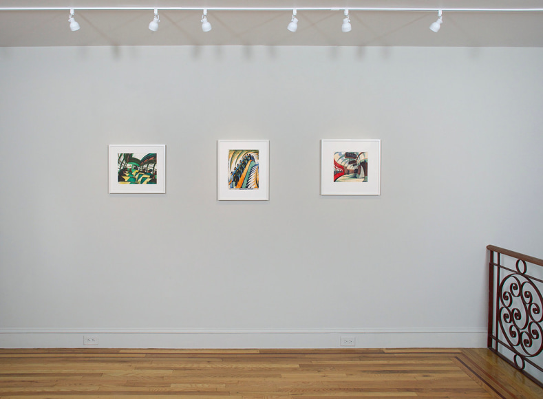Installation view of British Linocuts of the Grosvenor School at Craig F. Starr Gallery