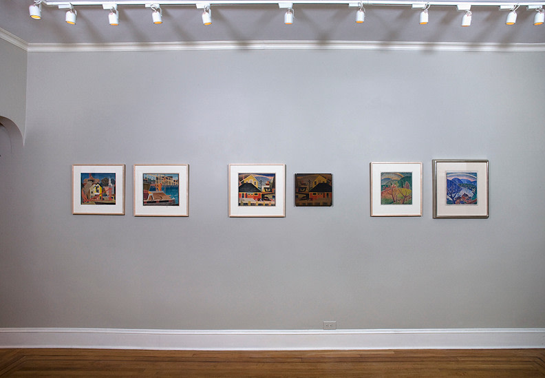Installation view of Blanche Lazzell: White-line Color Woodcuts at Craig F. Starr Gallery