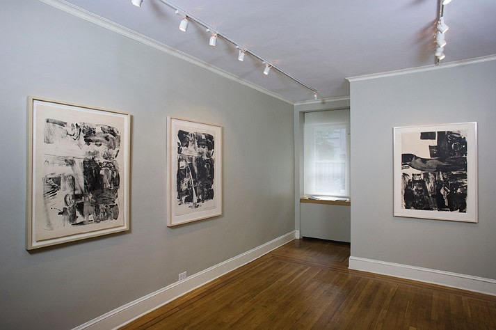 Installation view of Accident: Rauschenberg's Printmaking Breakthrough at Craig F. Starr Gallery