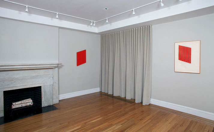Installation view of Donald Judd: Cadmium Red at Craig F. Starr Gallery
