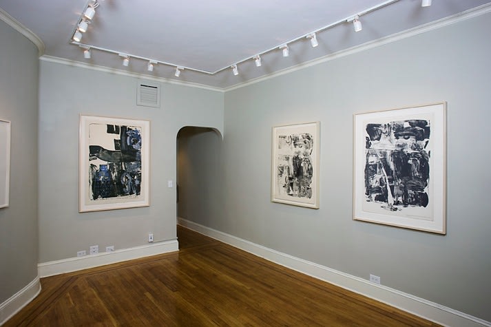 Installation view of Accident: Rauschenberg's Printmaking Breakthrough at Craig F. Starr Gallery