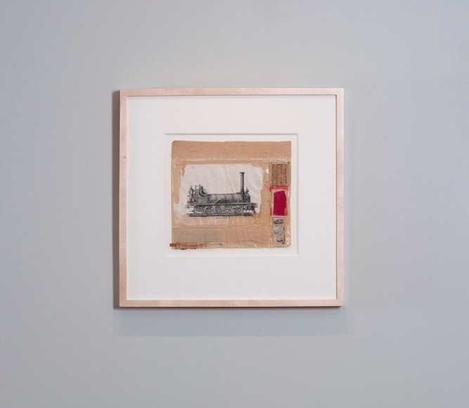 Installation view of Robert Rauschenberg: North African Collages and Scatole Personali c. 1952 at Craig F. Starr Gallery