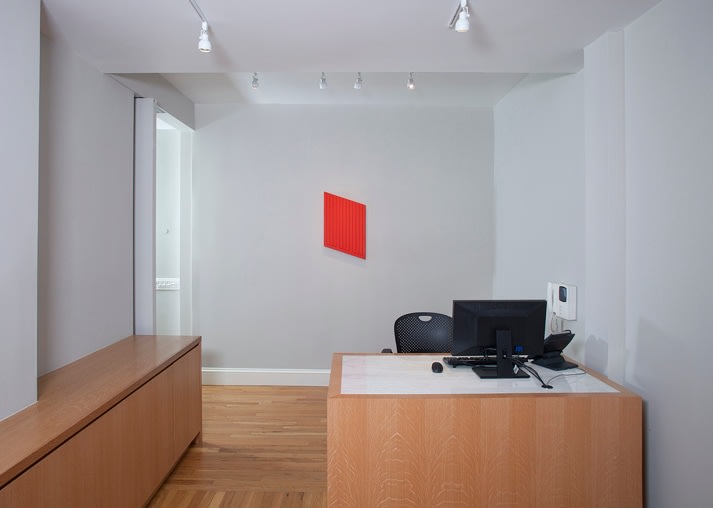 Installation view of Donald Judd: Cadmium Red at Craig F. Starr Gallery
