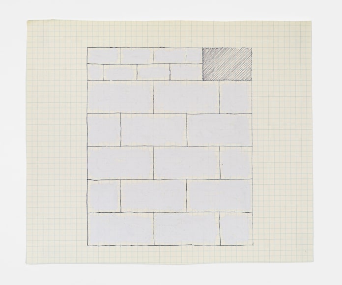 Untitled, 1981. Ink and gesso on graph paper, 8 3/4 x 10 1/4 inches. On view at Craig Starr Gallery. 