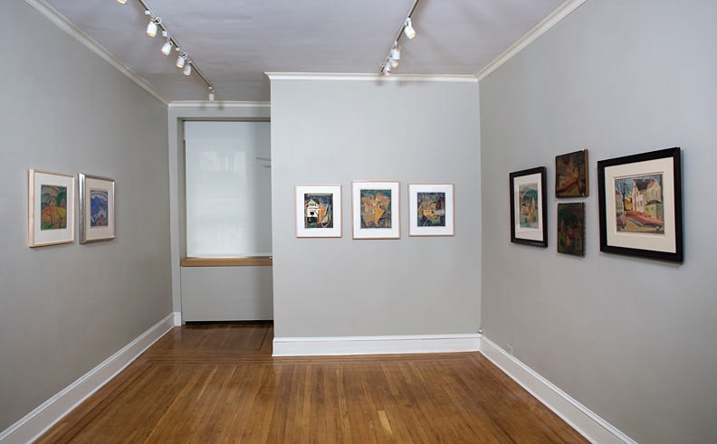 Installation view of Blanche Lazzell: White-line Color Woodcuts at Craig F. Starr Gallery