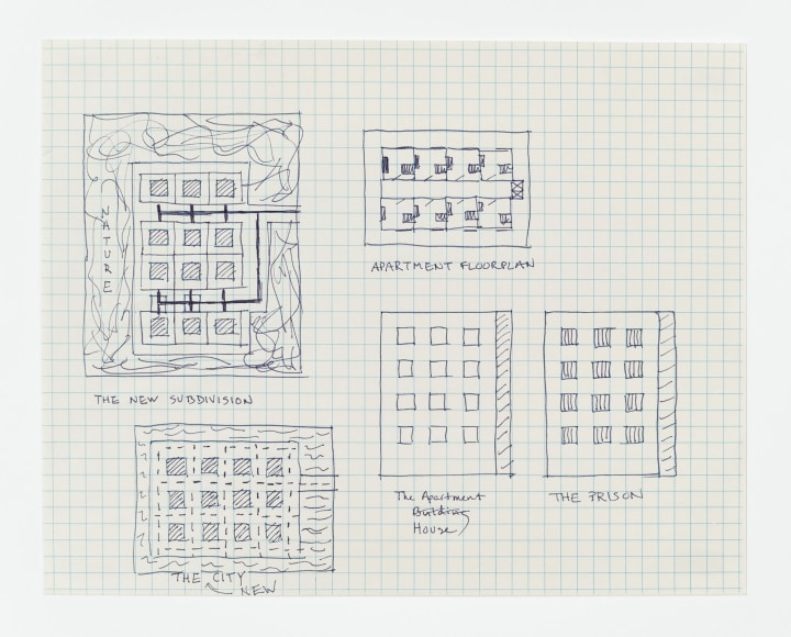Untitled, 1981. Ink and graph on paper, 8 1/2 x 10 3/4 inches. On view at Craig Starr Gallery. 