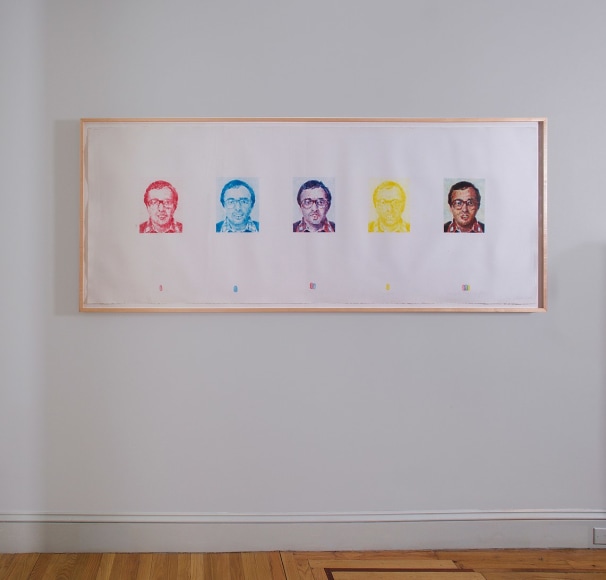 Installation view of Chuck Close: Fingerprint Paintings and Drawings, 1978-86 at Craig F. Starr Gallery