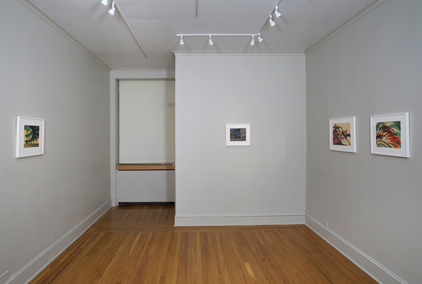 Installation view of British Linocuts of the Grosvenor School at Craig F. Starr Gallery