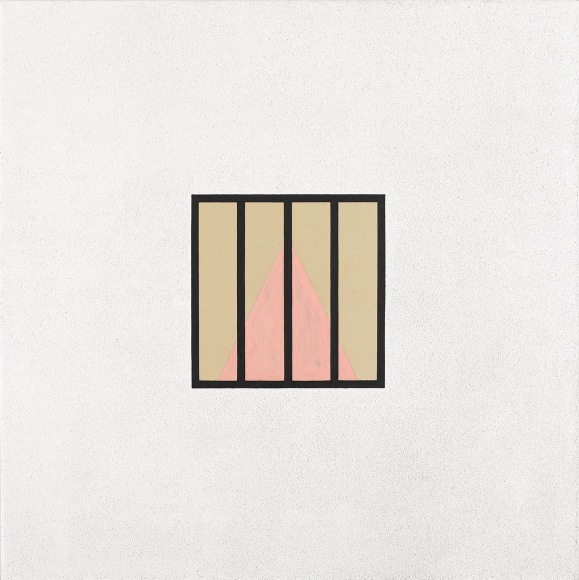 The Big Jail, 1981. Acrylic and Roll-a-Tex on canvas, 72 x 72 inches. On view at Karma. 
