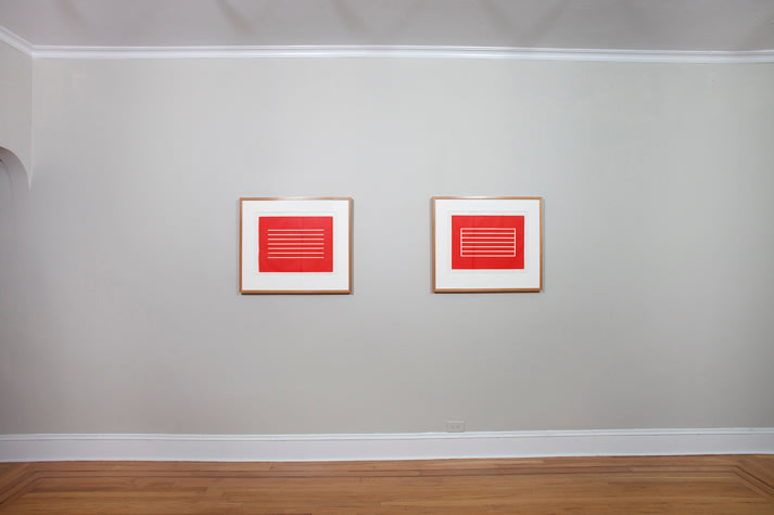Installation view of Donald Judd: Cadmium Red at Craig F. Starr Gallery
