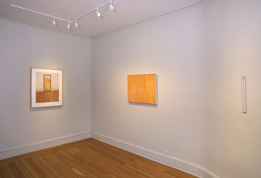 Installation view of Syliva Plimack Mangold: Floors and Rulers, 1967-76 at Craig F. Starr Gallery