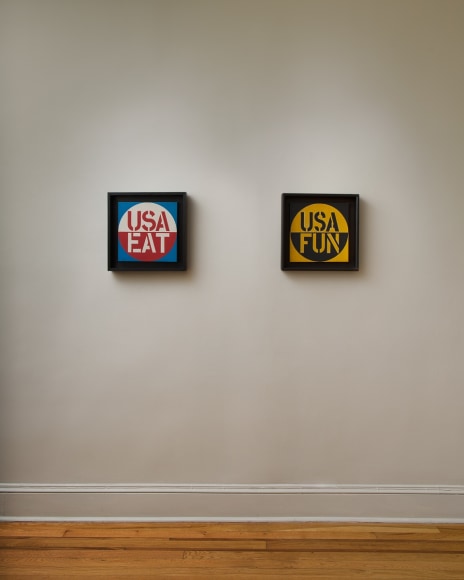 Installation view of Robert Indiana: Sign Paintings, 1960-65 at Craig F. Starr Gallery