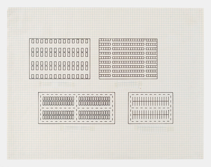 Untitled, 1981. Ink on graph paper, 17 x 22 inches. On view at Karma. 