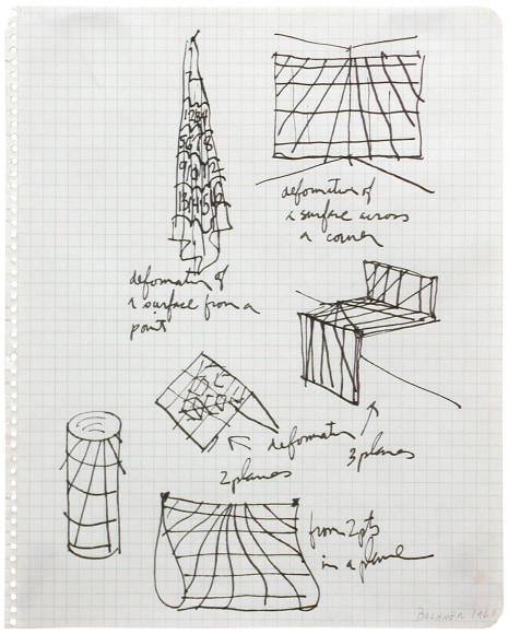 Mel Bochner, Untitled (Deformations), 1967. Ink on graph paper, 10 x 8 inches.