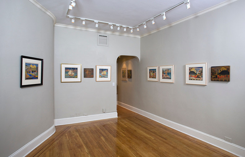 Installation view of Blanche Lazzell: White-line Color Woodcuts at Craig F. Starr Gallery
