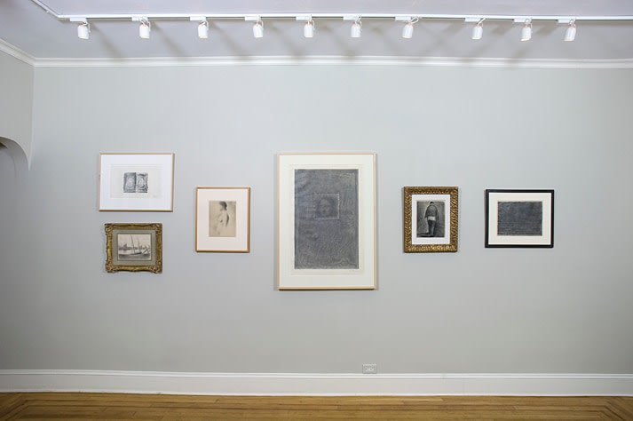 Installation view of Jasper Johns / Georges Seurat Drawings at Craig F. Starr Gallery
