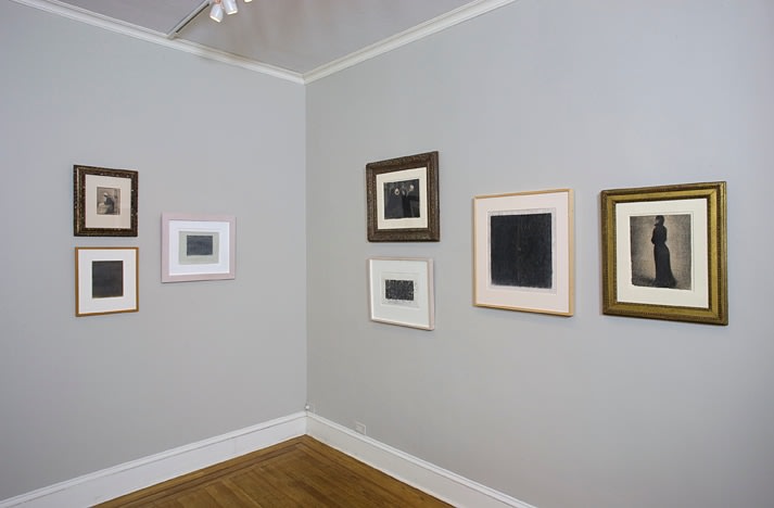 Installation view of Jasper Johns / Georges Seurat Drawings at Craig F. Starr Gallery