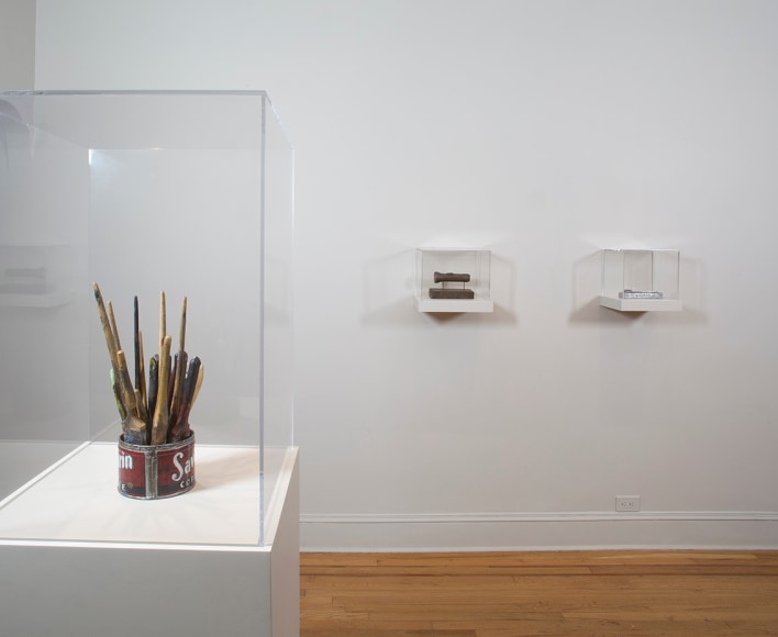 Installation view of Jasper Johns: Sculptures and Related Paintings 1957-1970 at Craig F. Starr Gallery
