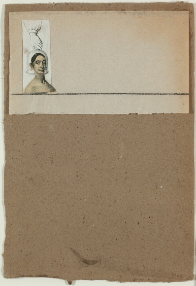 Robert Rauschenberg,&nbsp;Untitled [female head under glass], c. 1952.