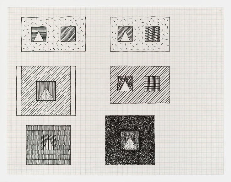 Prisons, 1981. Ink on graph paper, 17 x 22 inches. On view at Karma. 
