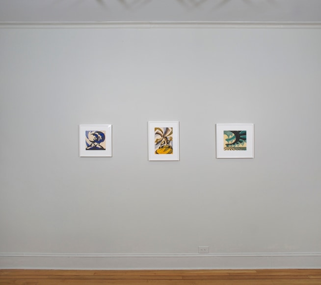 Installation view of British Linocuts of the Grosvenor School at Craig F. Starr Gallery